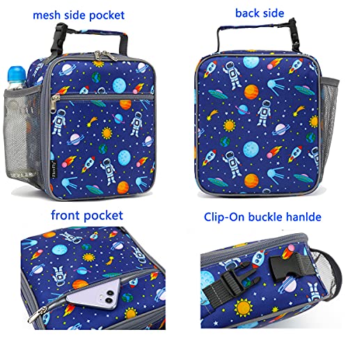FlowFly Kids Lunch box Insulated Soft Bag Mini Cooler Back to School Thermal Meal Tote Kit for Girls, Boys, Astronaut - Image 4