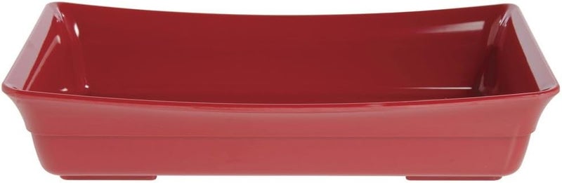 Hubert Cold Food Bar Pan Full Size Red Melamine Curveware Pan - 19 1/2" L x 12" W x 4" D - Image 3