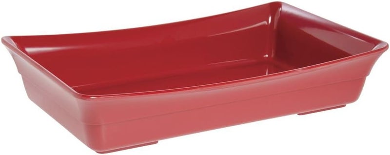 Hubert Cold Food Bar Pan Full Size Red Melamine Curveware Pan - 19 1/2" L x 12" W x 4" D - Image 2