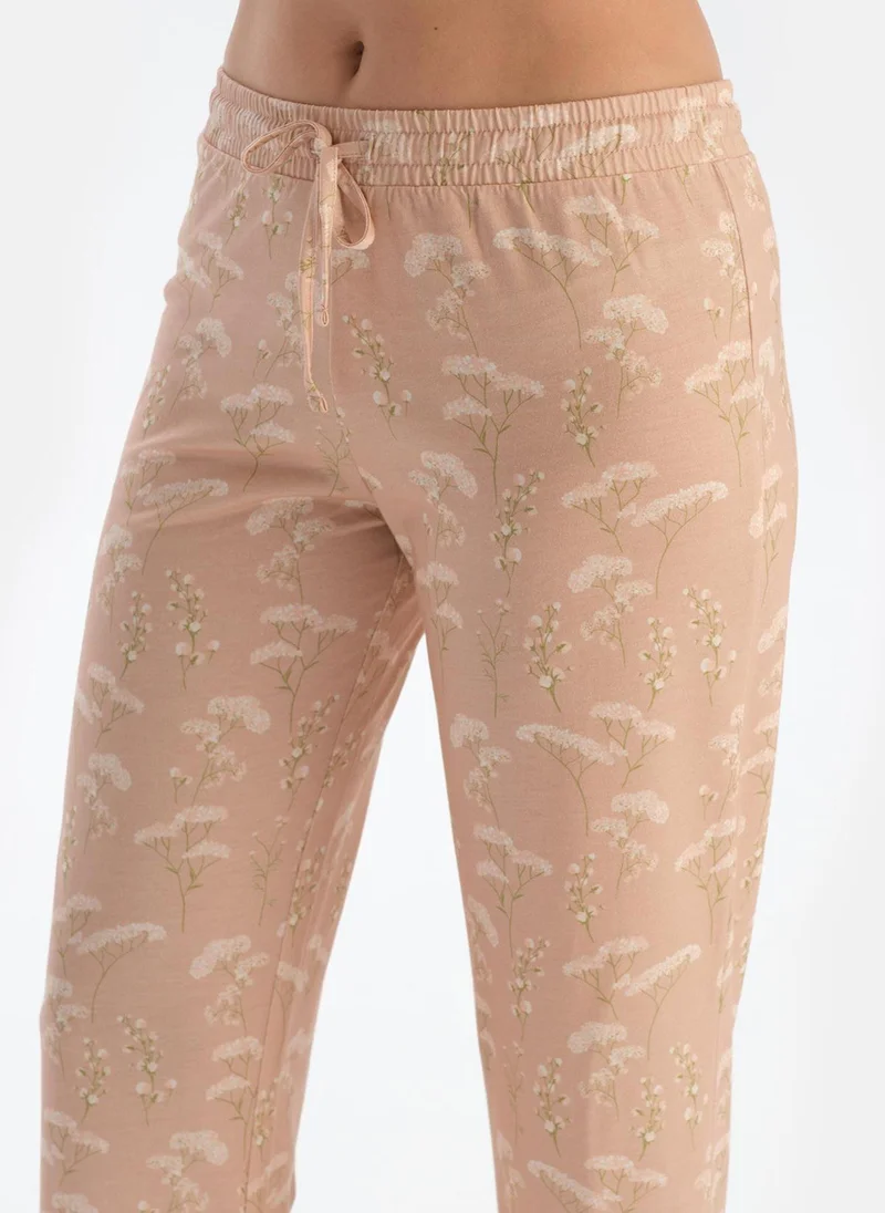 dagi Floral Print Shirt & Trousers Pajama Set Spread Collar Supreme Mid Rise Sleepwear