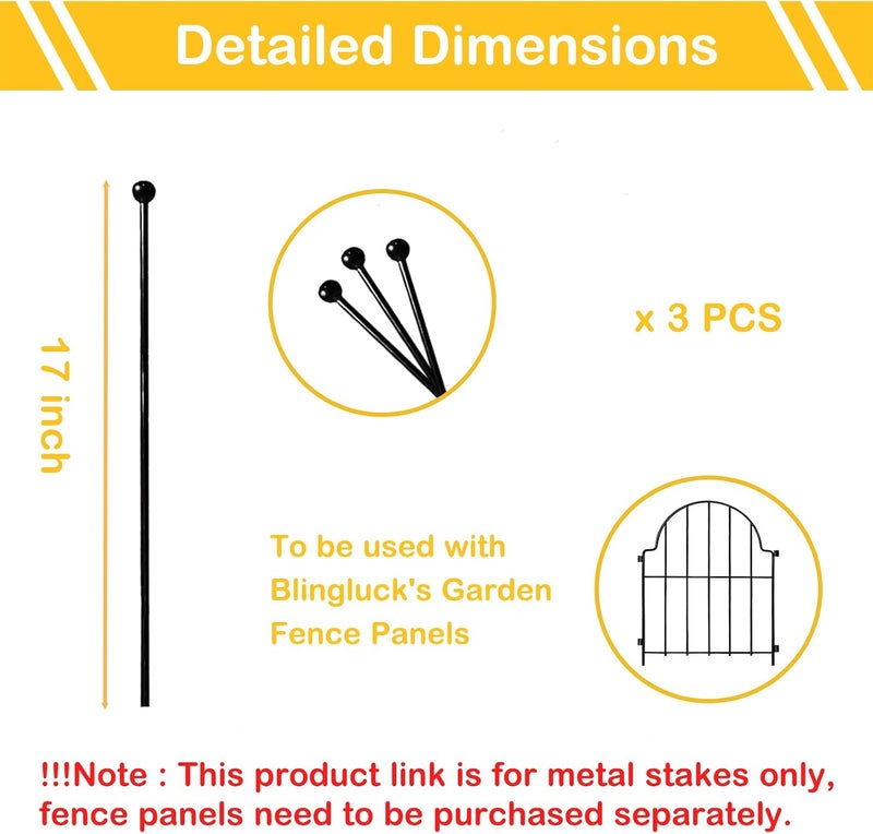 Blingluck Garden Fence, Upgrade Rustproof Metal Stake Decorative Fences 22 in(H) x 130 in(L) No Dig Fence Garden Fence Border for Rabbit Dog, Outdoor Landscape Decor for Yard & Patio,10 Pack - Image 3