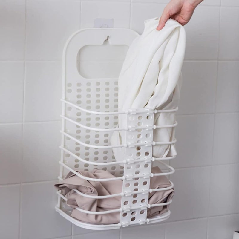 MEZON Wall Mounted Bathroom Laundry Basket Toiletry Organization Portable Plastic Laundry Hamper for Dirty Clothes Bathroom Bedroom Random Color - Image 3