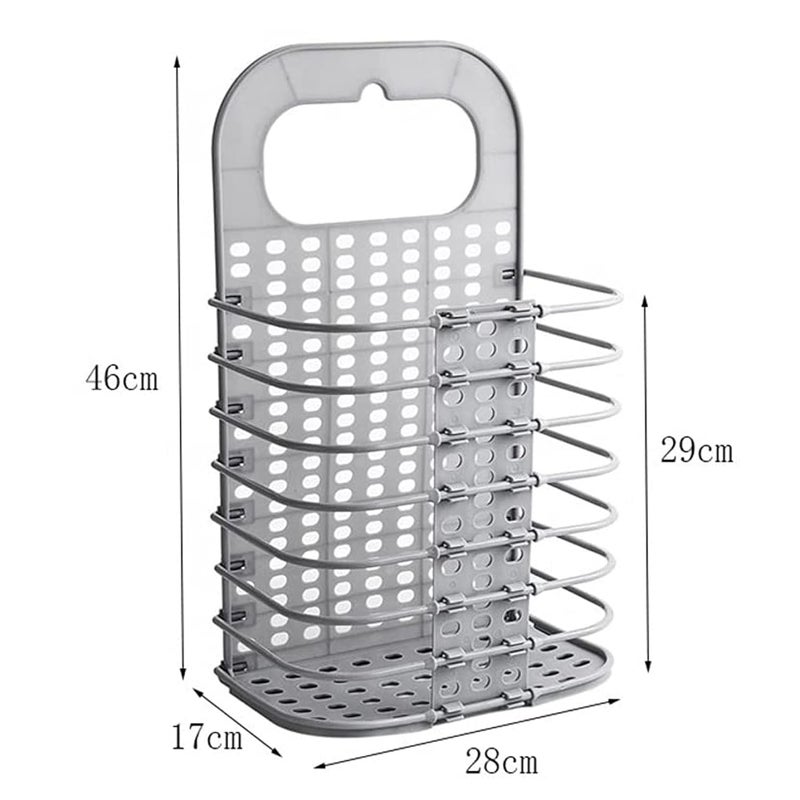 MEZON Wall Mounted Bathroom Laundry Basket Toiletry Organization Portable Plastic Laundry Hamper for Dirty Clothes Bathroom Bedroom Random Color - Image 2