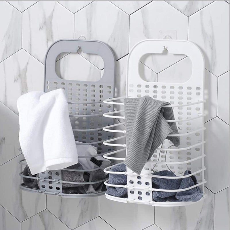 MEZON Wall Mounted Bathroom Laundry Basket Toiletry Organization Portable Plastic Laundry Hamper for Dirty Clothes Bathroom Bedroom Random Color - Image 4