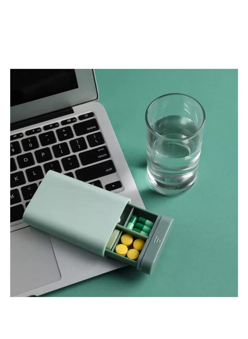 Weekly Travel Pill Organizer Moisture Proof, 6 Compartment Waterproof Airtight Pill Box Case Pill Dispenser Daily Pill Storage Container for Vitamin, Fish Oil, Capsule, Green - Image 1