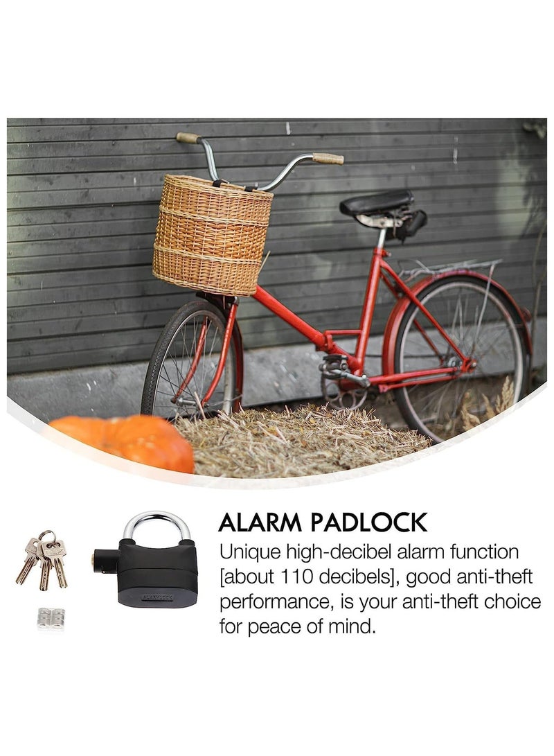 Alarm Lock Anti Theft Locks Loud Alarm Lock Universal Security Alarm Lock System Anti-Theft Weatherproof for Door Motor Bicycle Padlock with 3 Keys - Image 3