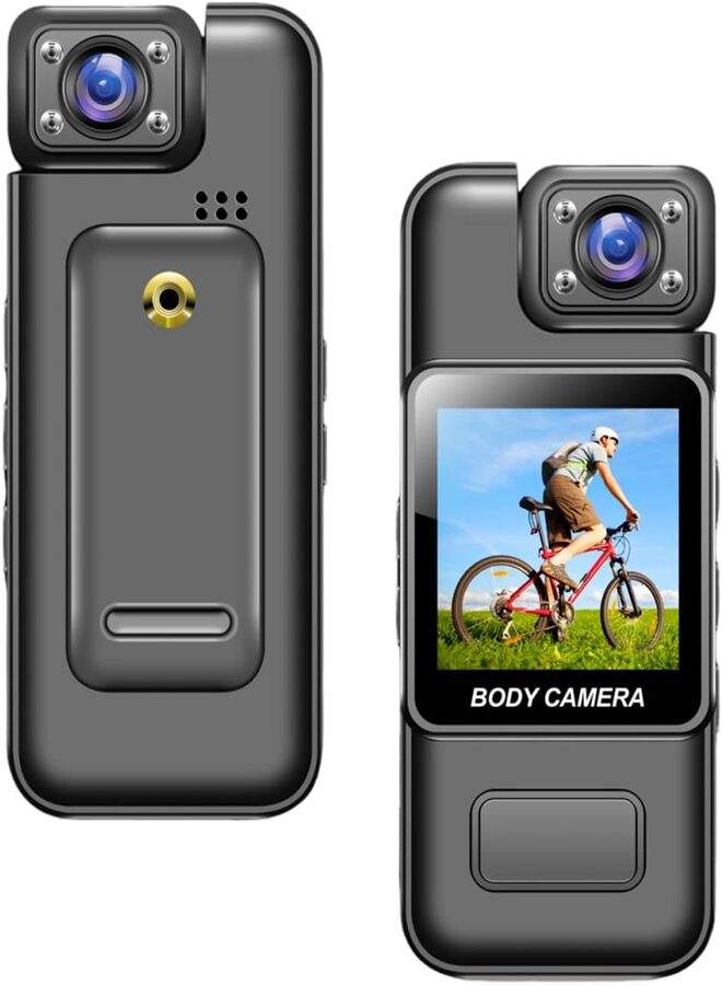 SUKILO HD 4K Body Cam with 180° Rotating Lens, Smart Motion Detection, IR Cut Auto Night Vision, Cyclic Recording, Portable Video Camera for Police, Law Enforcement & Outdoor Use - Image 1