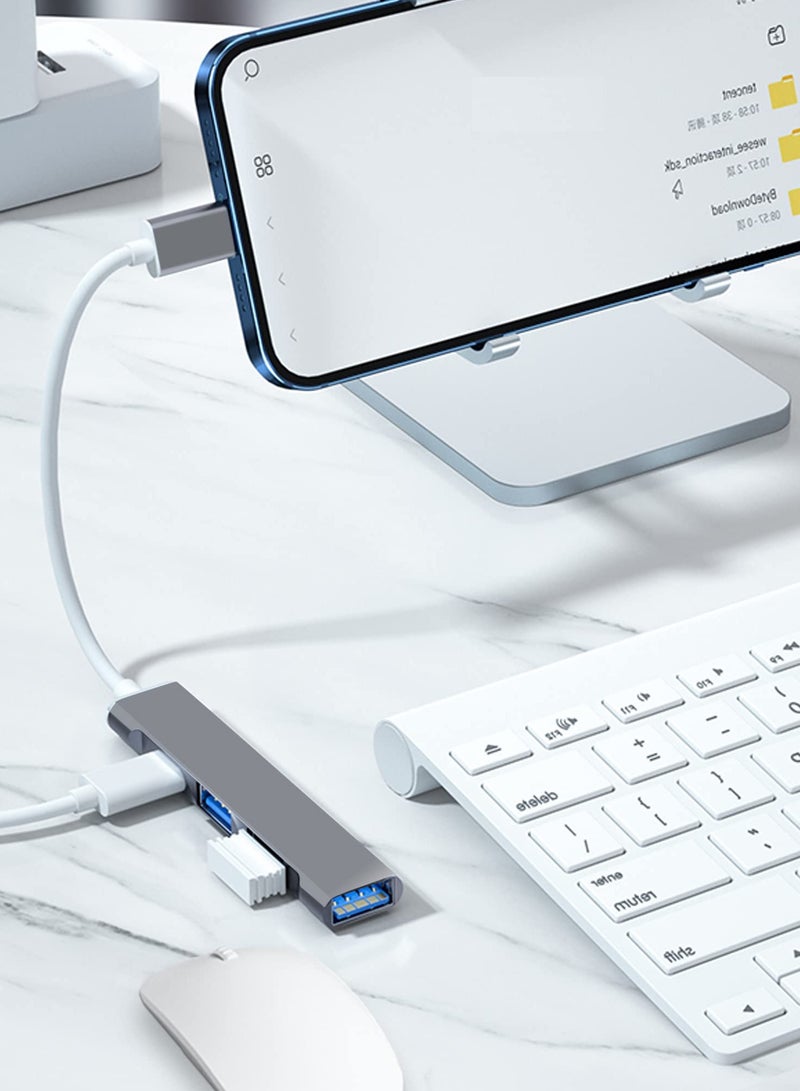 Excefore USB 3.0 Hub, Splitter Mini C Hub Extensions, Ultra-Slim Data for MacBook Pro/Air 2023, iMac, Surface Pro, XPS, PS5, PC, USB Flash Drive,Mobile HDD (Grey C) - Image 5