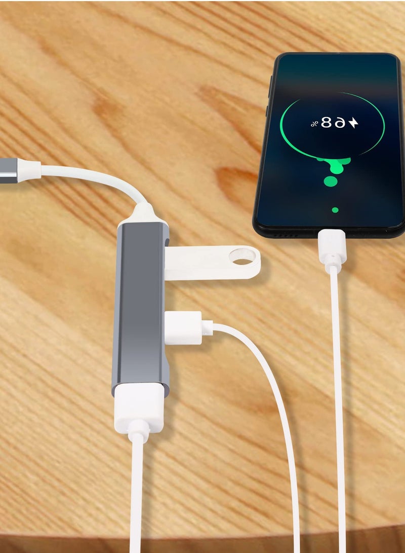 Excefore USB 3.0 Hub, Splitter Mini C Hub Extensions, Ultra-Slim Data for MacBook Pro/Air 2023, iMac, Surface Pro, XPS, PS5, PC, USB Flash Drive,Mobile HDD (Grey C) - Image 3