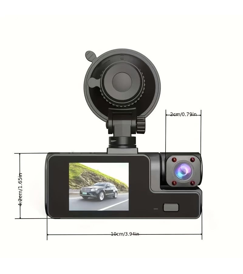 كاميراDash Cam محسّنة مزدوجة العدسات عالية الدقة تدعم التسجيل الأمامي والداخلي وحلقة الحفظ التلقائي - Image 5