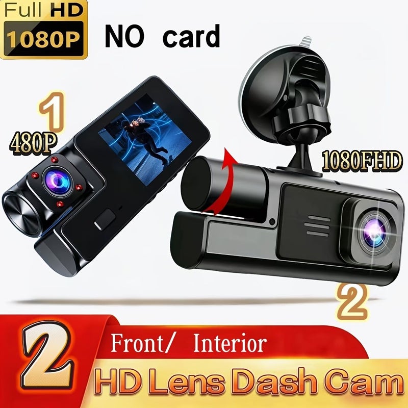 كاميراDash Cam محسّنة مزدوجة العدسات عالية الدقة تدعم التسجيل الأمامي والداخلي وحلقة الحفظ التلقائي - Image 3
