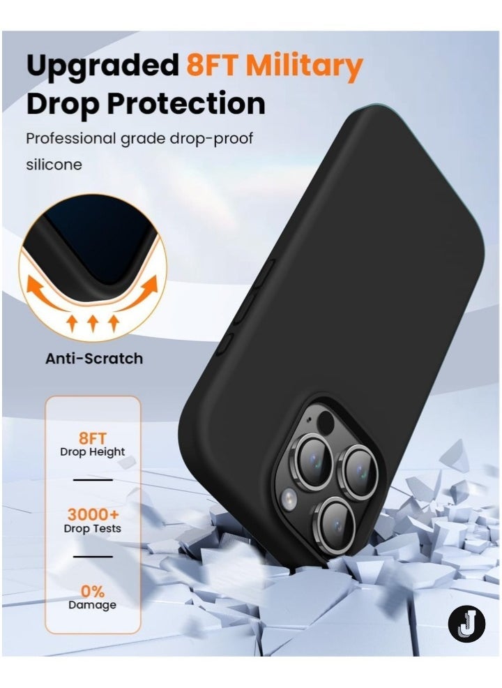 JAJEEK "Premium Soft Liquid Silicone Case for iPhone 16 Pro – Silky Soft Touch Full-Body Protective Bumper (Black)" - Image 5