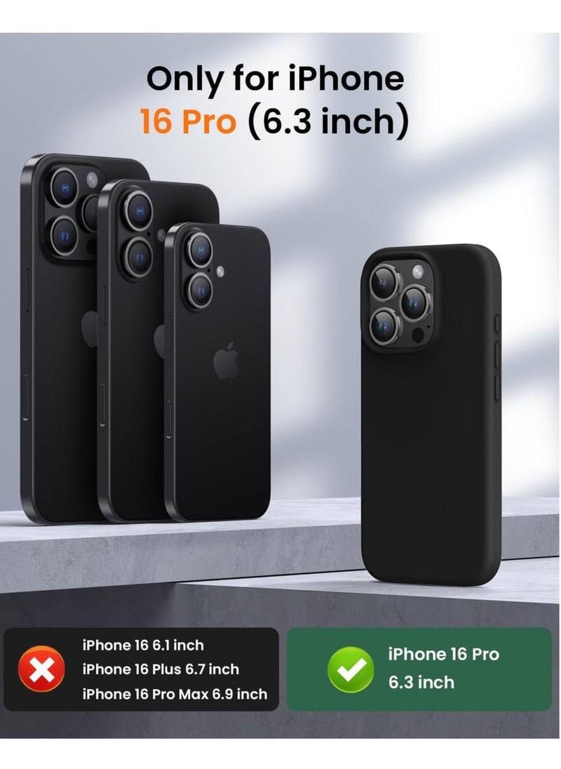 JAJEEK "Premium Soft Liquid Silicone Case for iPhone 16 Pro – Silky Soft Touch Full-Body Protective Bumper (Black)" - Image 2
