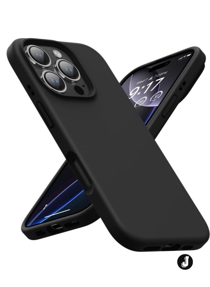 JAJEEK "Premium Soft Liquid Silicone Case for iPhone 16 Pro – Silky Soft Touch Full-Body Protective Bumper (Black)" - Image 1