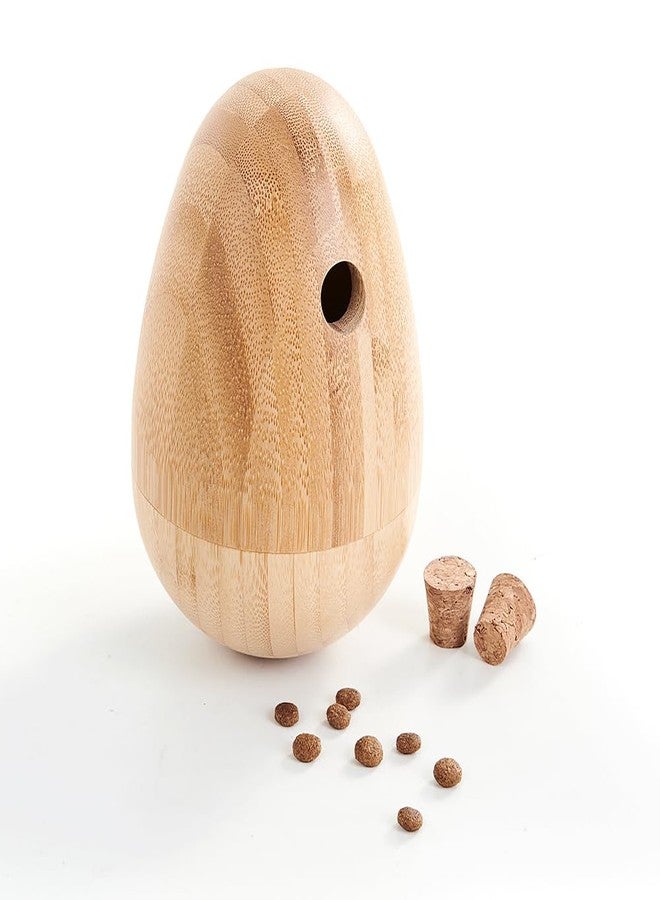 LOOBANI Bamboo Treat Dispenser Wobble Toys Enrichment Puzzle Food Dispenser Ball Toy IQ Training for Small Medium Dog - Image 3