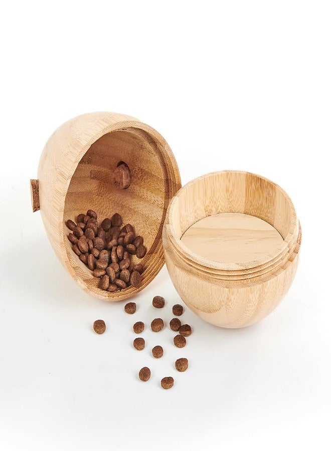 LOOBANI Bamboo Treat Dispenser Wobble Toys Enrichment Puzzle Food Dispenser Ball Toy IQ Training for Small Medium Dog - Image 5