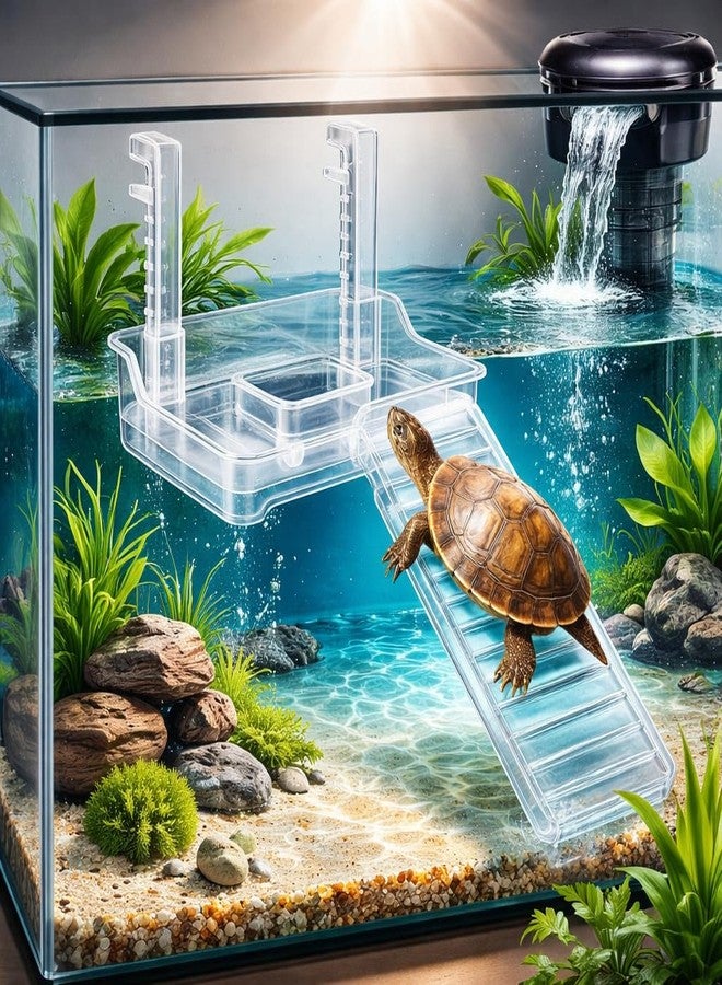 rizopets Adjustable Turtle Basking Platform with Anti-Slip Ramp - Durable, Non-Toxic Floating Dock for Aquariums and Terrariums (Medium) - Image 2