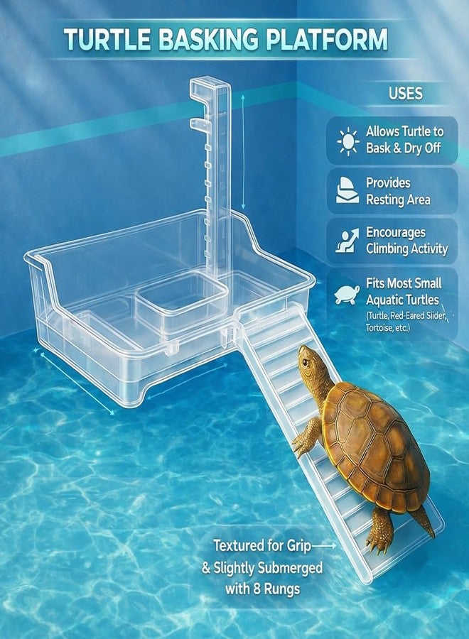 rizopets Adjustable Turtle Basking Platform with Anti-Slip Ramp - Durable, Non-Toxic Floating Dock for Aquariums and Terrariums (Medium) - Image 4