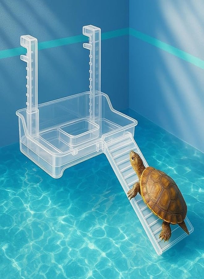 rizopets Adjustable Turtle Basking Platform with Anti-Slip Ramp - Durable, Non-Toxic Floating Dock for Aquariums and Terrariums (Medium) - Image 1