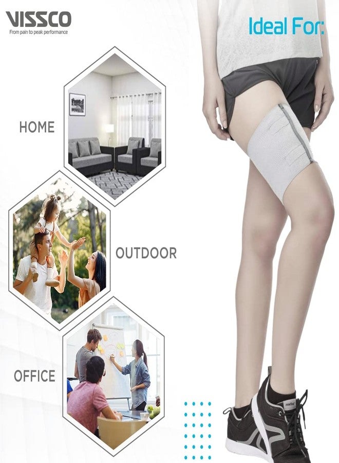 Vissco Loop Elastic Thigh Support for Thigh Injury, Compression To Relieve Pain, Improve Blood Circulation & Prevent Cramps - XXL (Grey) - Image 5