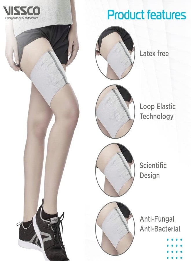 Vissco Loop Elastic Thigh Support for Thigh Injury, Compression To Relieve Pain, Improve Blood Circulation & Prevent Cramps - XXL (Grey) - Image 4