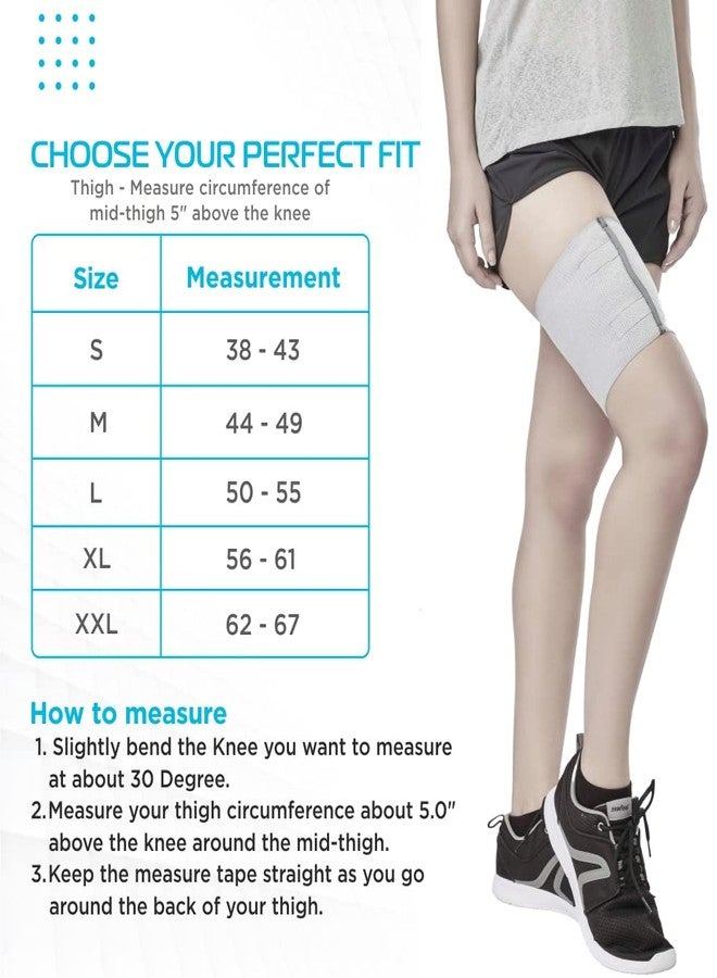 Vissco Loop Elastic Thigh Support for Thigh Injury, Compression To Relieve Pain, Improve Blood Circulation & Prevent Cramps - XXL (Grey) - Image 2