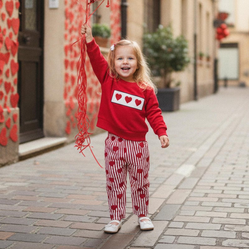 JLKGICF Toddler Boy Valentines Outfit Heart Print Pullover Plaid Pants Lover Boy Baby Outfit Baby Spring Clothes (Red Heart print, 3-4T) - Image 4