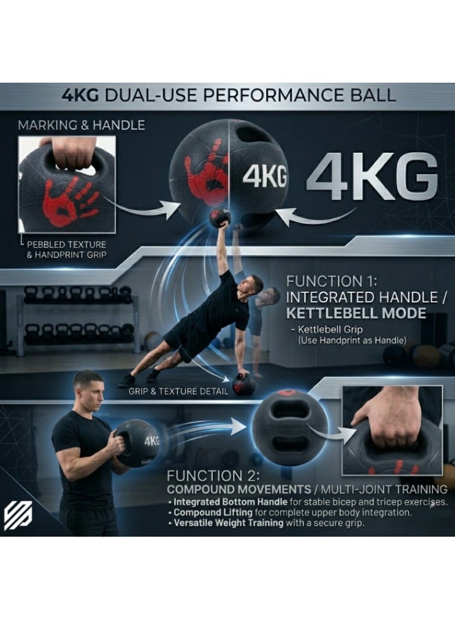 SPALL 4kg Multi-Use Medicine Ball & Kettlebell Weight with Handle, Strength Training Slam Ball for Home Gym Workout, Functional Fitness, Core Training, Cross Training, Full Body Exercise - Image 5