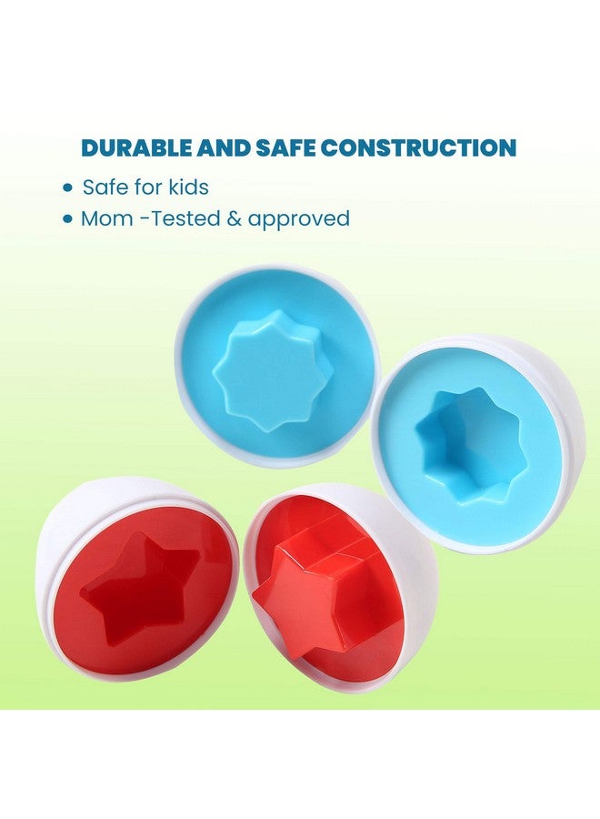 Dimple Dimple Fun Easter Egg Matching Toy Set (12 Eggs) - Toddler STEM Easter Basket Stuffers, Shape Recognition & Color Sorting Toys, Educational Easter Eggs for Kids, Play Egg Puzzle Set  - Image 5