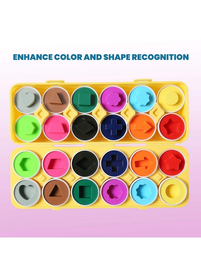 Dimple Dimple Fun Easter Egg Matching Toy Set (12 Eggs) - Toddler STEM Easter Basket Stuffers, Shape Recognition & Color Sorting Toys, Educational Easter Eggs for Kids, Play Egg Puzzle Set  - Image 2