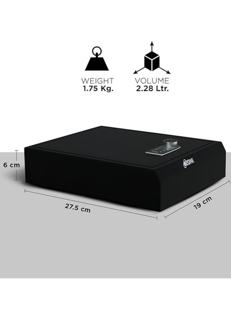 أوزون ايزي سيف | درج شخصي صغير محمول سعة 2.27 لتر | خزانة آمنة للأمن الإلكتروني | للمنزل والمكتب مع الرقم السري - تشطيب أسود | بواسطة الأوزون الهند - Image 3