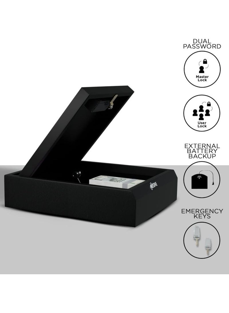 أوزون ايزي سيف | درج شخصي صغير محمول سعة 2.27 لتر | خزانة آمنة للأمن الإلكتروني | للمنزل والمكتب مع الرقم السري - تشطيب أسود | بواسطة الأوزون الهند - Image 4
