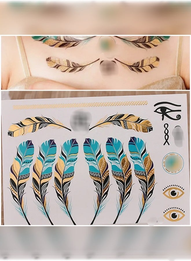 ماركة غير محددة لاصق تاتو جسم و يد و قدم شكل نقش ريش  - Image 1