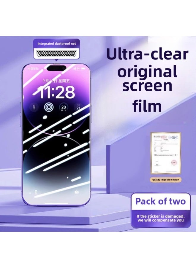 Generic [Imported Original Screen Film] Applicable For Iphone 15 Tempered Film For Iphone14/13/12promax Mobile Phone Stickers-Colour:Original Screen Glass Ultra-clear 2 Pieces★Dustproof Earpiece丨original Screen Image Quality-Size:For Iphone8plus  - Image 1