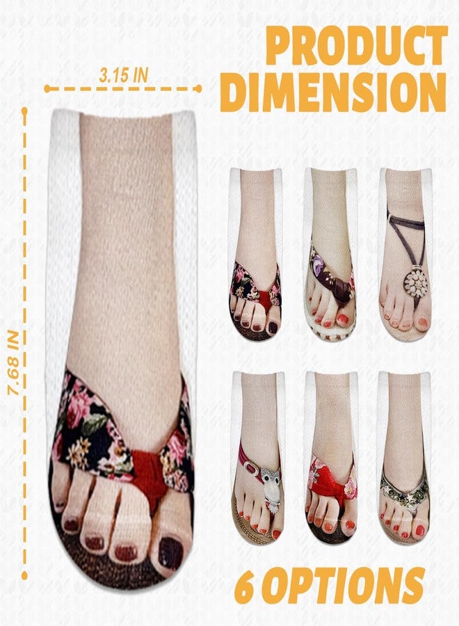 Esamploe 6 Pairs Funny Flip Flop Socks,3D Manicure Print Socks for Women,Personalized Nail Design,Unique and Stylish Manicure Print Sock Women(Funny) - Image 2