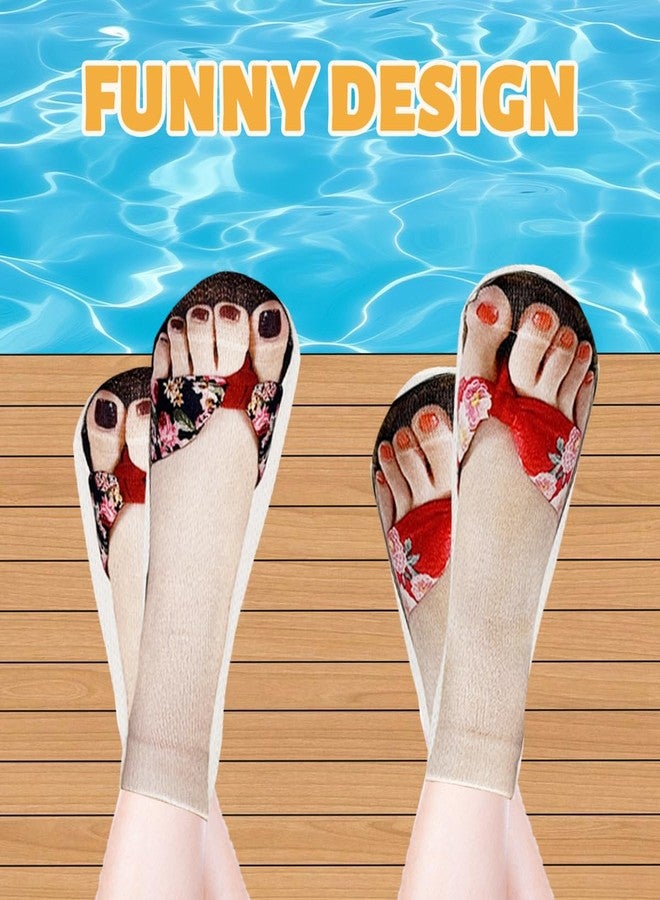 Esamploe 6 Pairs Funny Flip Flop Socks,3D Manicure Print Socks for Women,Personalized Nail Design,Unique and Stylish Manicure Print Sock Women(Funny) - Image 5
