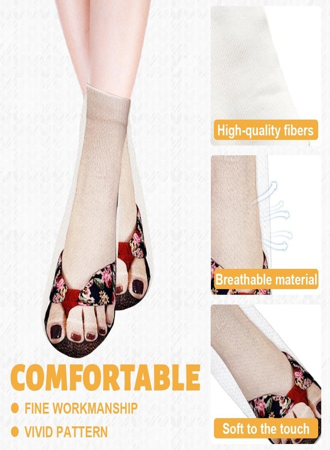 Esamploe 6 Pairs Funny Flip Flop Socks,3D Manicure Print Socks for Women,Personalized Nail Design,Unique and Stylish Manicure Print Sock Women(Funny) - Image 3