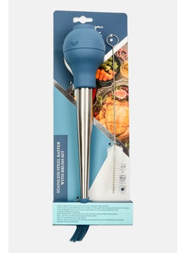 COOK WITH COLOR 3 Piece Stainless Steel Baster With Brush Set, Grey  - Image 1