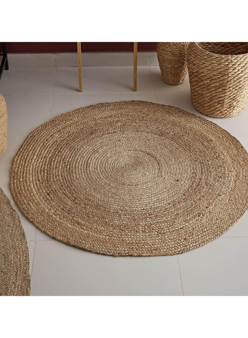 HOME TASTE Hometaste Handmade Reversible Round Jute Rug Natural Braided Area Rug For Farmhouse Decor - Hand Woven Floor Carpet And Door Mat (80X80Cm)  - Image 5