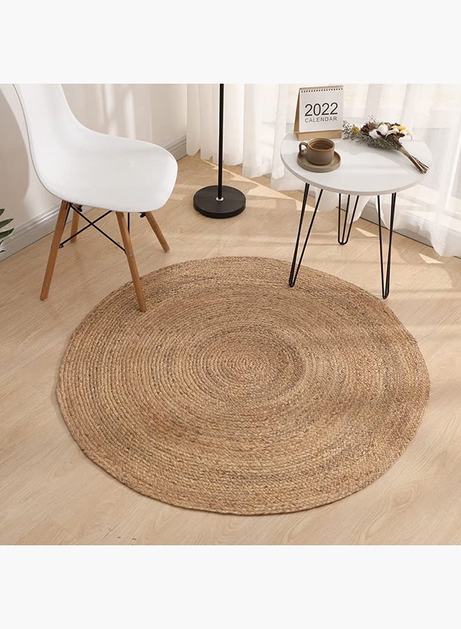 HOME TASTE Hometaste Handmade Reversible Round Jute Rug Natural Braided Area Rug For Farmhouse Decor - Hand Woven Floor Carpet And Door Mat (80X80Cm)  - Image 1