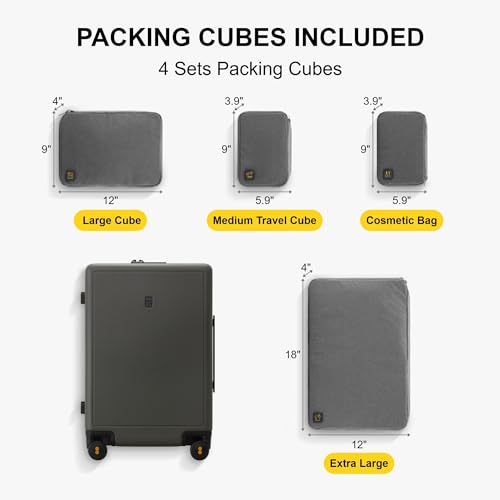 LEVEL8 Elegance Checked Luggage, 24 Inch Hardside Suitcase, Lightweight Matte Hardshell with Tsa Lock, Large Suitcases with Spinner Wheels, Olive Green - Image 2