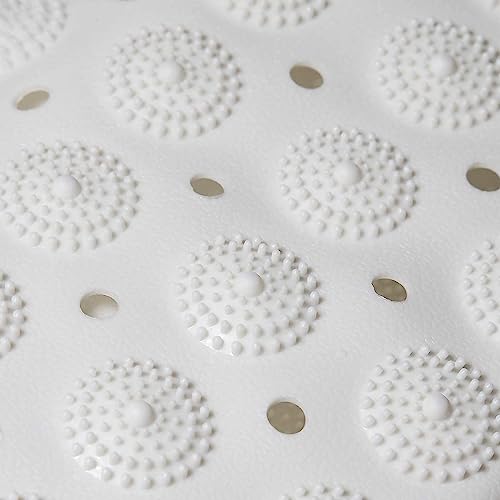 RichAxis Rectangular Anti Skid Bath Mat with Foot Scrubber for Bath Room Shower Bath Mat with Suction Cups & Drain Holes Silicone Floor Mat for Kids & Adults (70 X 35, White) - Image 2