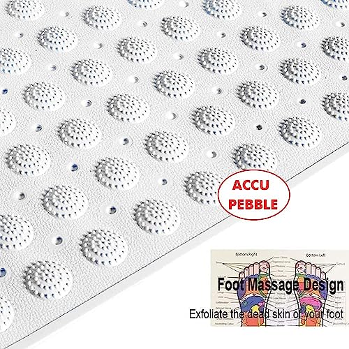 RichAxis Rectangular Anti Skid Bath Mat with Foot Scrubber for Bath Room Shower Bath Mat with Suction Cups & Drain Holes Silicone Floor Mat for Kids & Adults (70 X 35, White) - Image 4