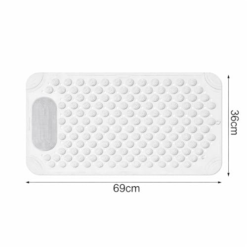 RichAxis Rectangular Anti Skid Bath Mat with Foot Scrubber for Bath Room Shower Bath Mat with Suction Cups & Drain Holes Silicone Floor Mat for Kids & Adults (70 X 35, White) - Image 3