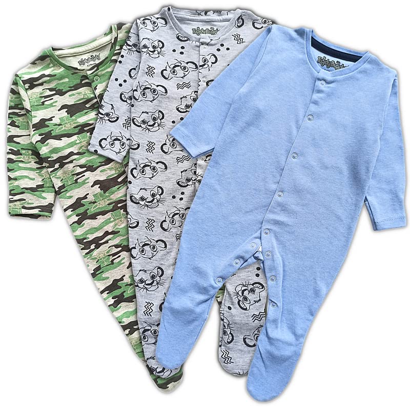 TuddyBuddy 100% Organic Cotton Multi Color Sleepsuits/Footed Romper for Baby Boy & Baby Girl (Pack of 3 Sleepsuits - Camouflage, Grey AOP & Sky Blue, 3-6 Months) - Image 2