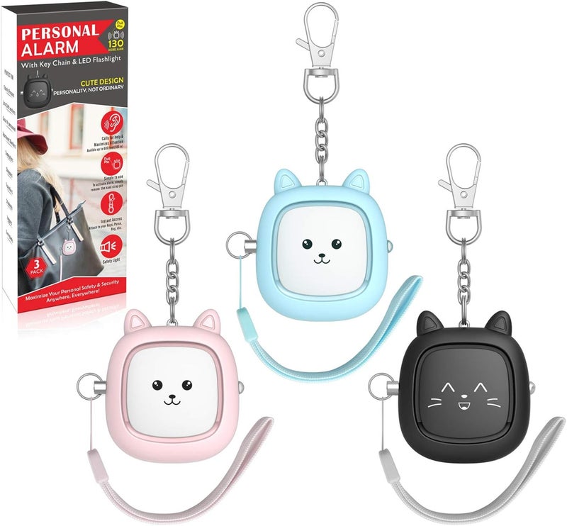 VIGOROAD Safe Sound Personal Alarm, 3 Pack 130 dB Loud Siren Song Emergency Self-Defense Security Alarm Keychain with LED Light, Personal Sound Safety Siren for Women, Men, Children, Elderly - Image 1