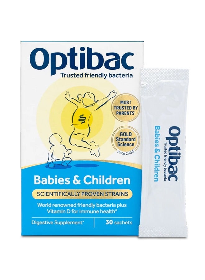 Optibac Probiotics Babies And Children Probiotic For Immune System Support With Vitamin D Booster And 3 Billion Bacterial Cultures 30 Sachets - Image 1