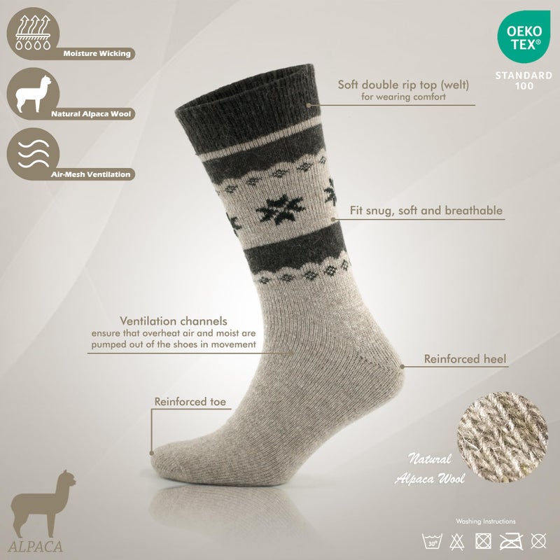 GoWith Alpaca Wool Socks for Men & Women, Alpaca-Merino Blend Warm Cozy Thermal Boot Crew Socks, - Image 4