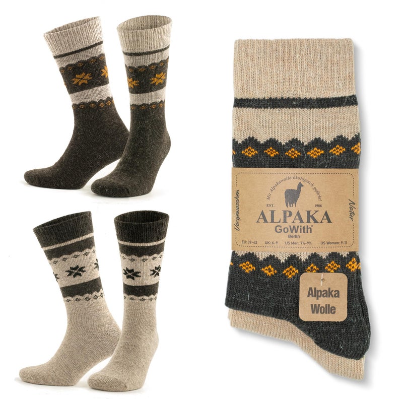 GoWith Alpaca Wool Socks for Men & Women, Alpaca-Merino Blend Warm Cozy Thermal Boot Crew Socks, - Image 1
