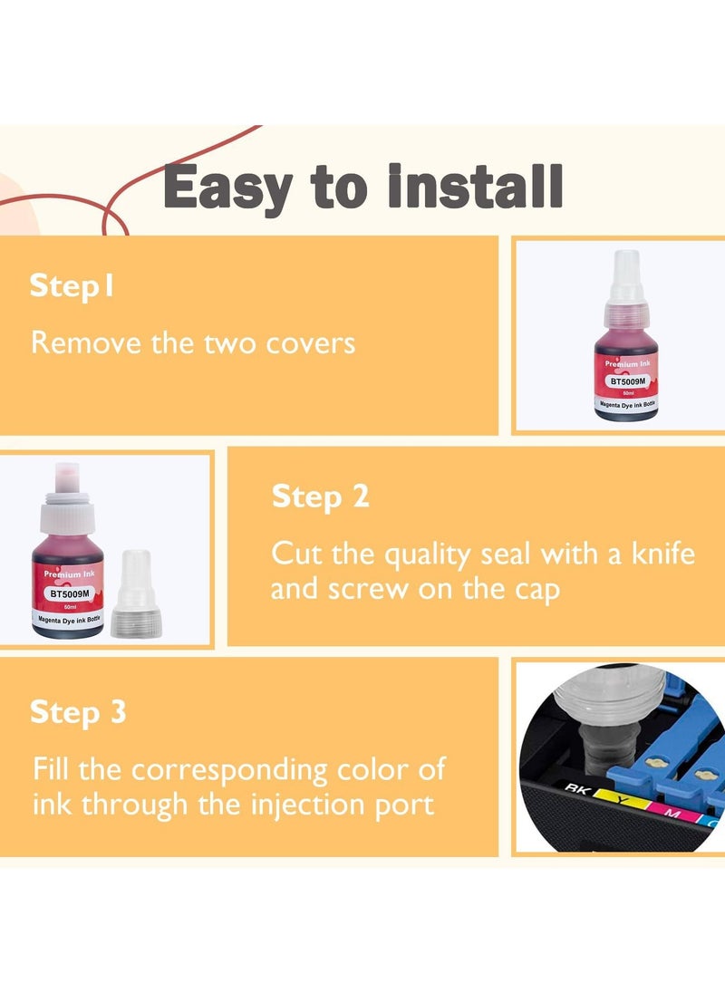 Ink BTD60 BT5000 for Brother Pack of 4 Black Cyan Magenta Yellow for DCP - T300 T510W T710W MFC - T810W T910DW HL - T4000DW DCP - T310W T510W T710W MFC - T810W T910DW T4500DW DCP-T300  - Image 3